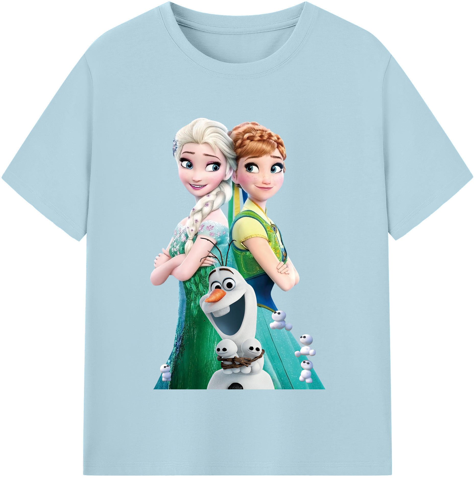 （画像用） アナと雪の女王 アンナ エルサ Frozen Anna Elsa 綿100％半袖Tシャツ（フロントプリント）